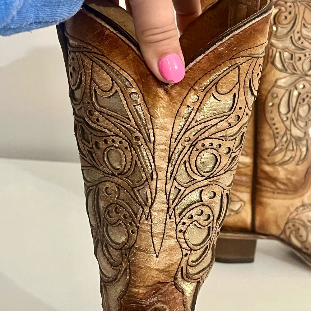 Corral Teens Leather Western Boots Size 2 - Picture 13 of 13